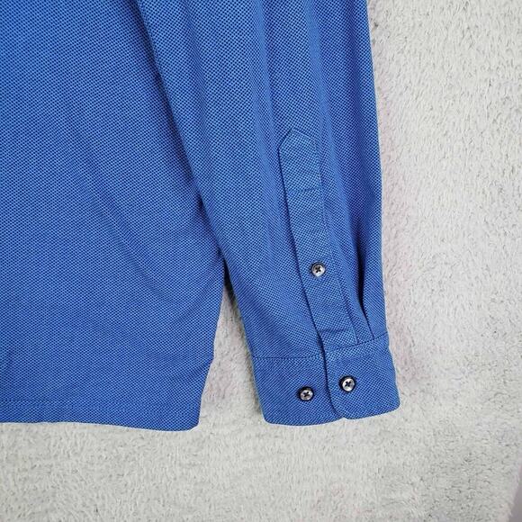Buttercloth Shirt Mens Size Large L Long Sleeve Polo Blue Geometric Collared - Picture 8 of 12